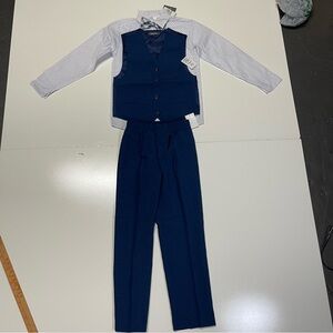 Van Heusen Boys 4-Piece Dress Size 8 Blue Vest Shirt Pants Bow Tie NWT New Suit!